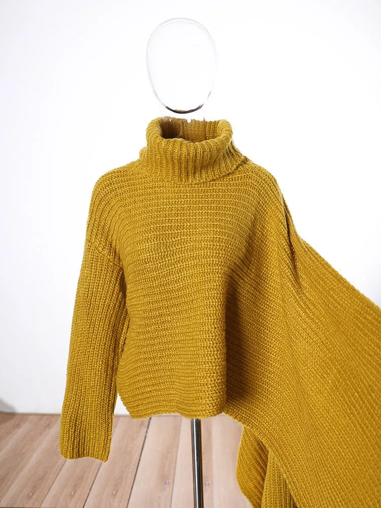 Pre Order:  Scarf Sleeve Turtleneck Knit Top