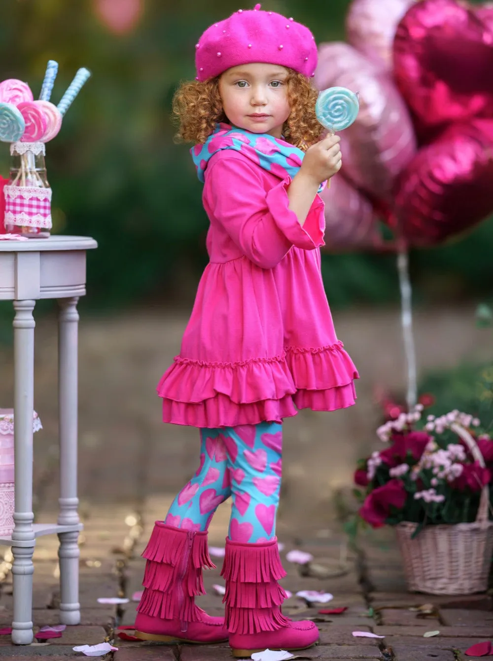 Precious Hearts Tunic, Scarf And Legging Set