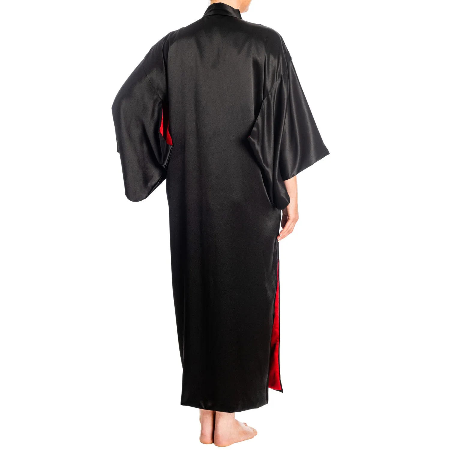 Premium Black Silk Ladies Japanese Kimono