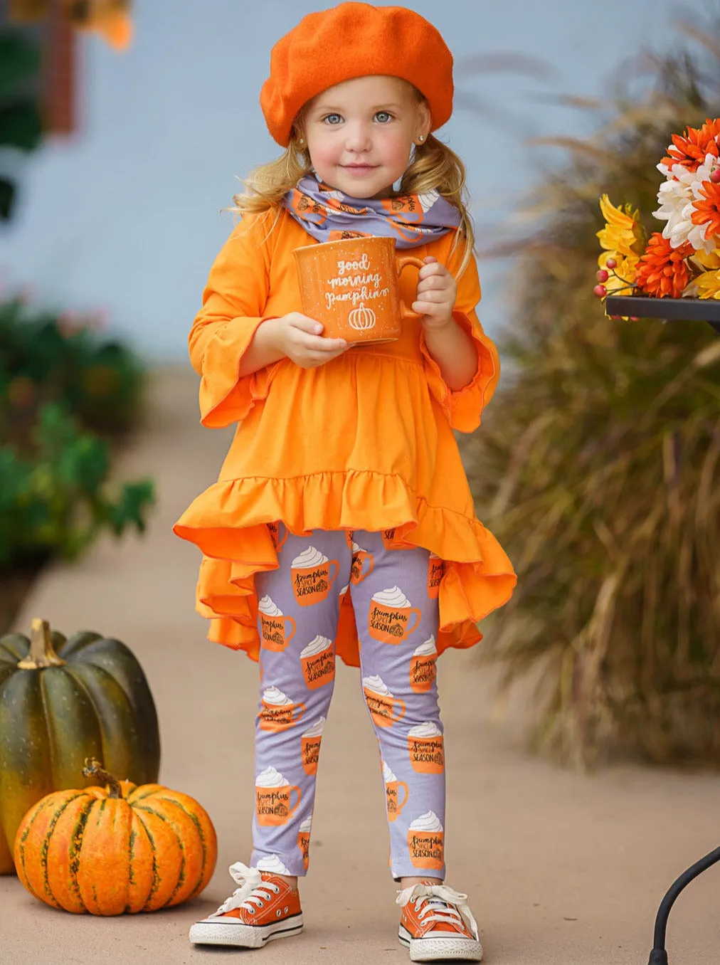 Pumpkin Spice Season Tunic, Scarf and Legging Set