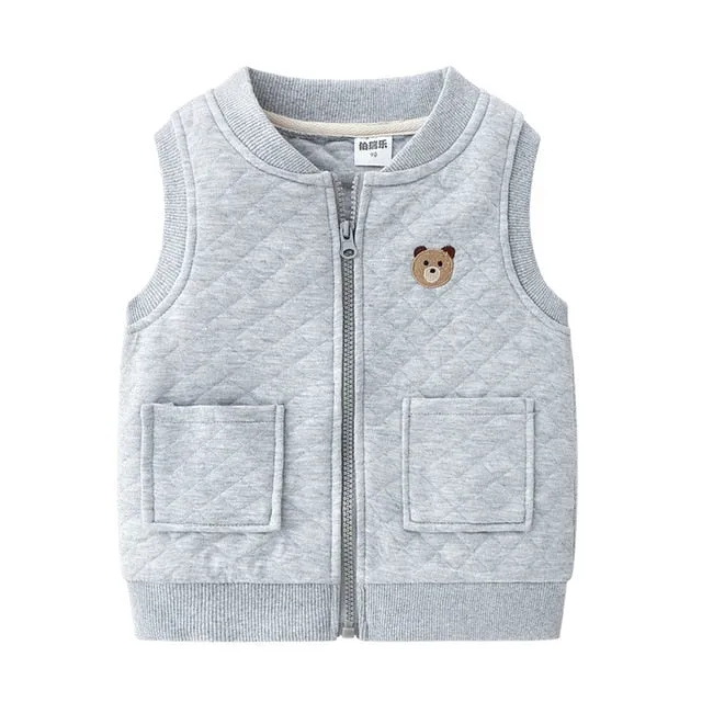 Quilted Teddy Vest - Toddler Boys Warm Waistcoat