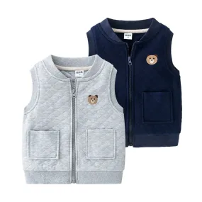 Quilted Teddy Vest - Toddler Boys Warm Waistcoat