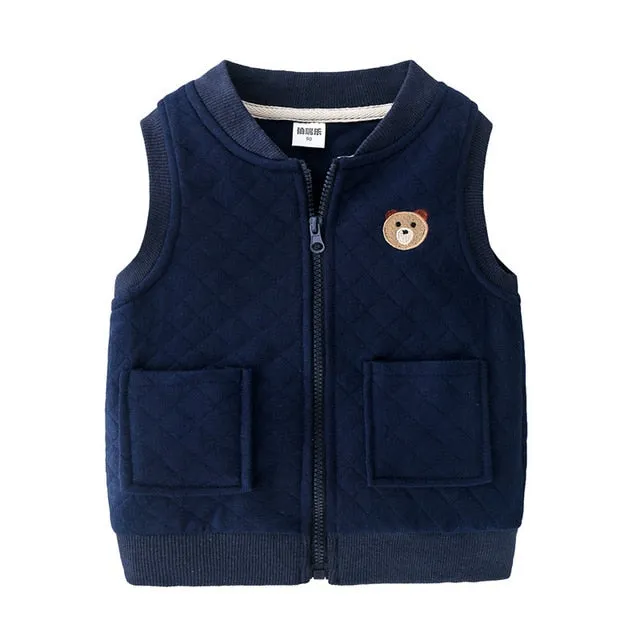 Quilted Teddy Vest - Toddler Boys Warm Waistcoat