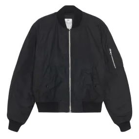 Quilted Waxed Bomber, Black