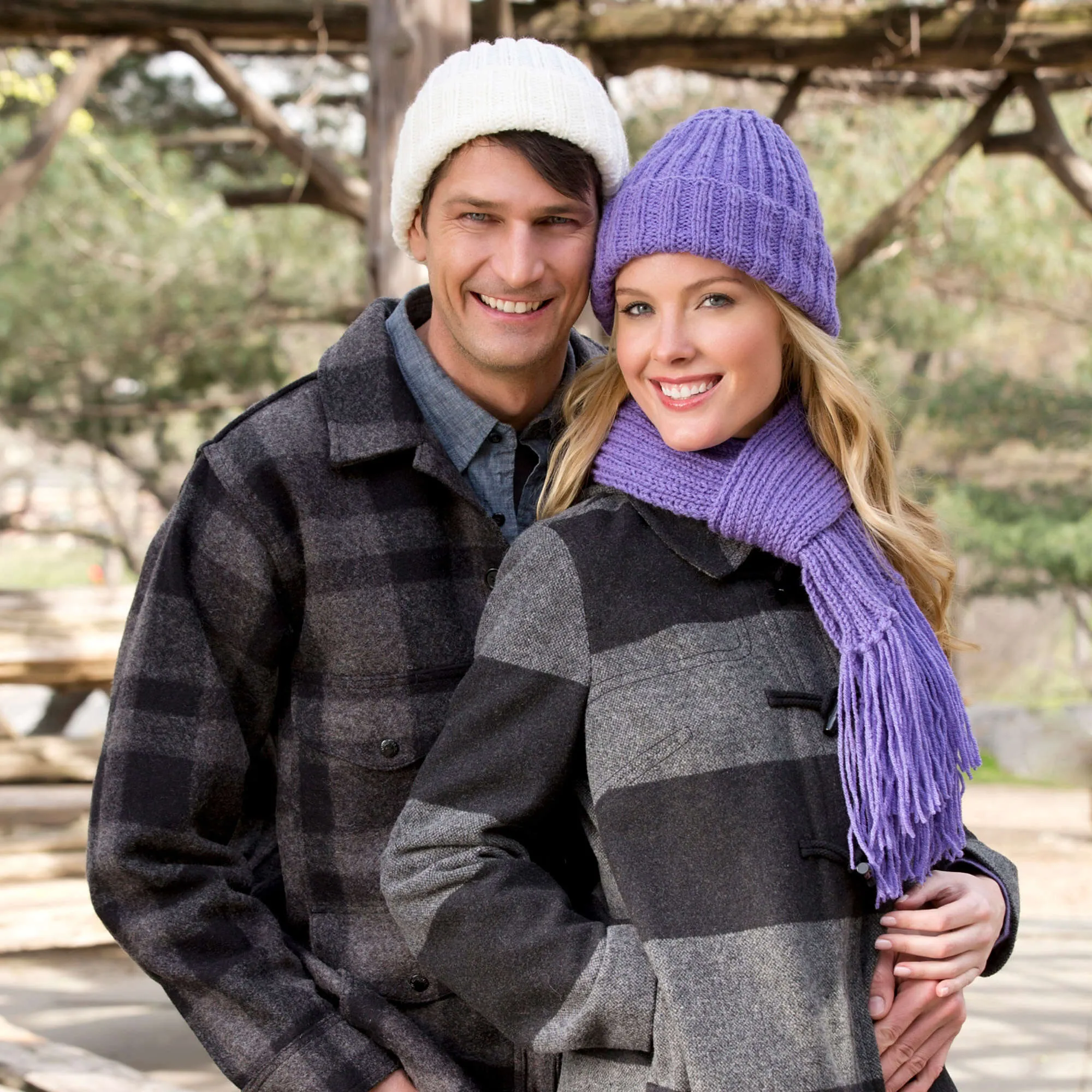 Red Heart Knit Ribbed Hat And Scarf