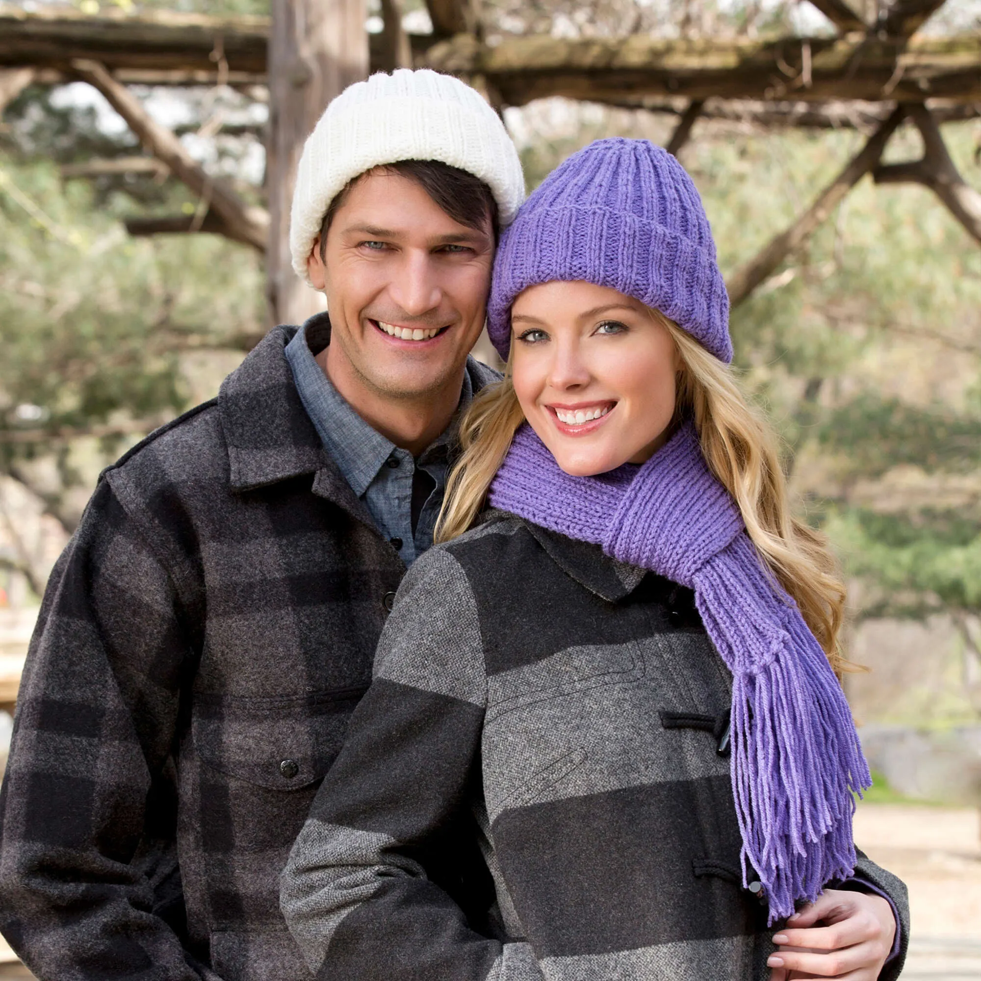 Red Heart Knit Ribbed Hat And Scarf