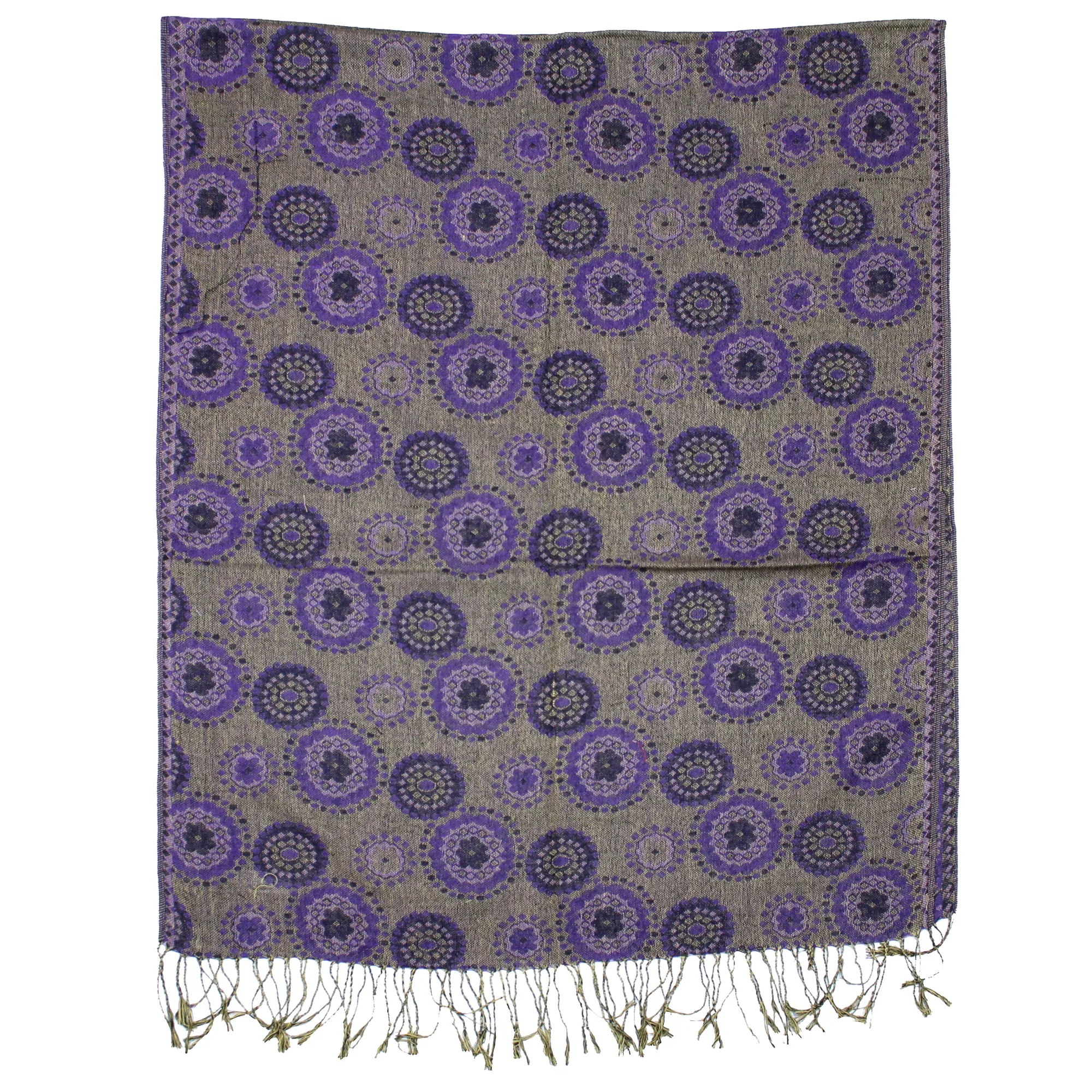 Reversible Concentric Circle Print Pashmina with Tassels