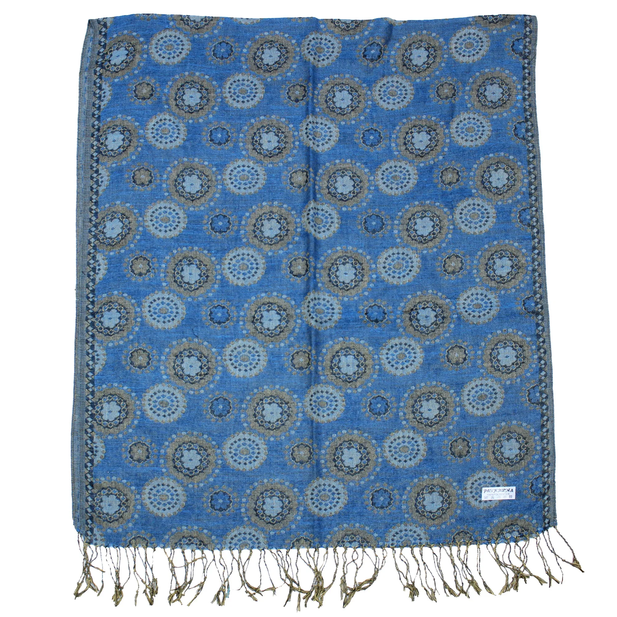 Reversible Concentric Circle Print Pashmina with Tassels