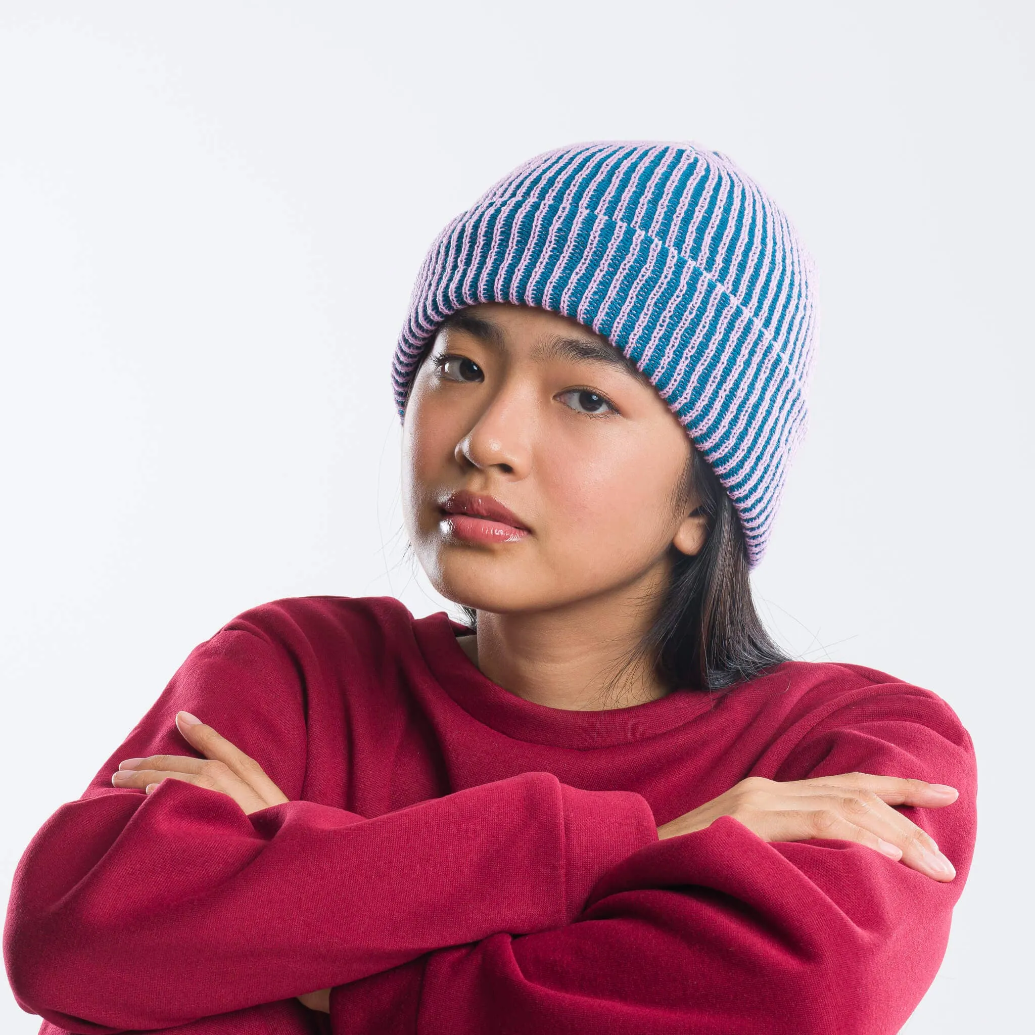 Rib Knit Beanie - Ruby Red