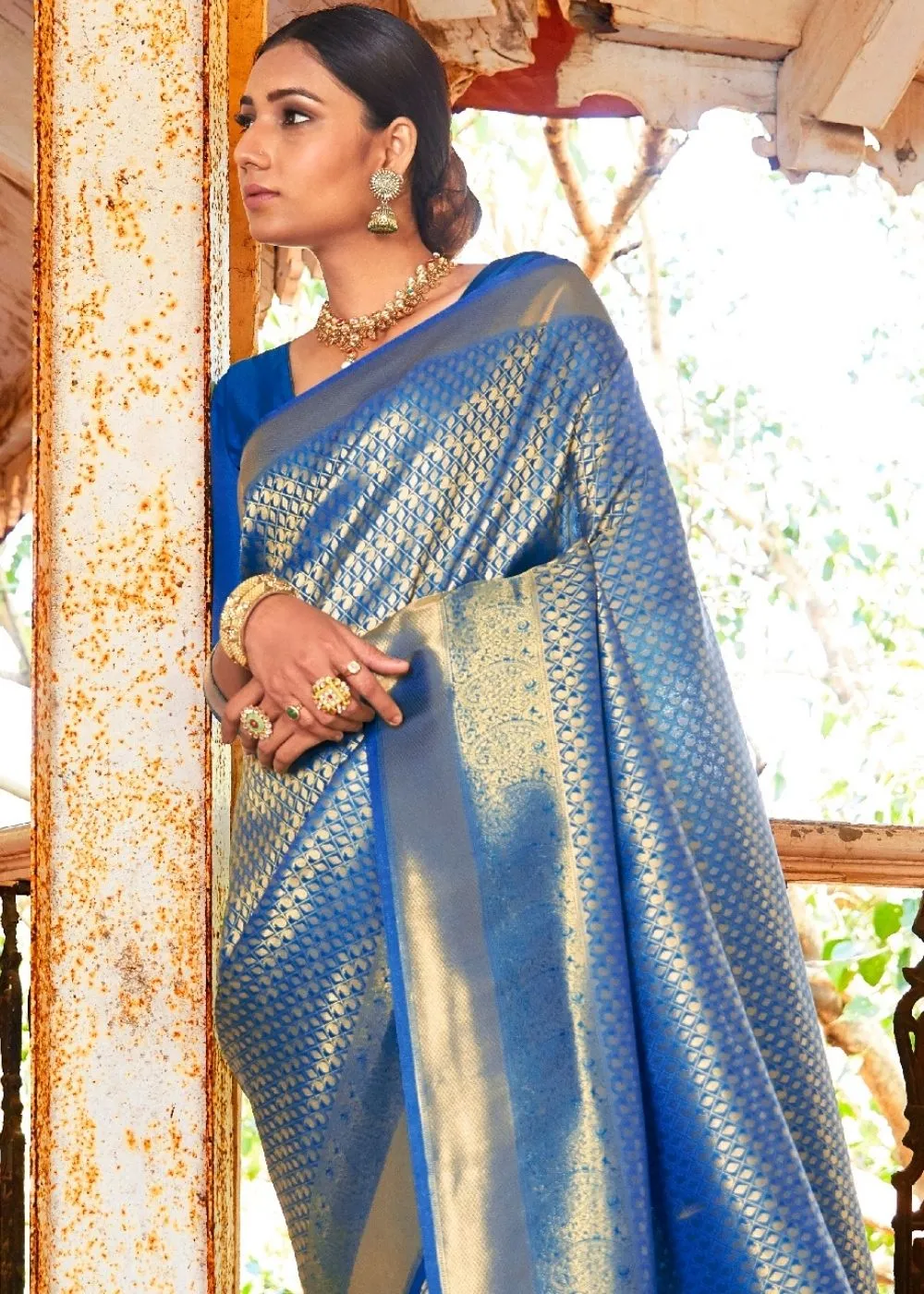 Sapphire Blue Woven Kanjivaram Saree:Limited Edition