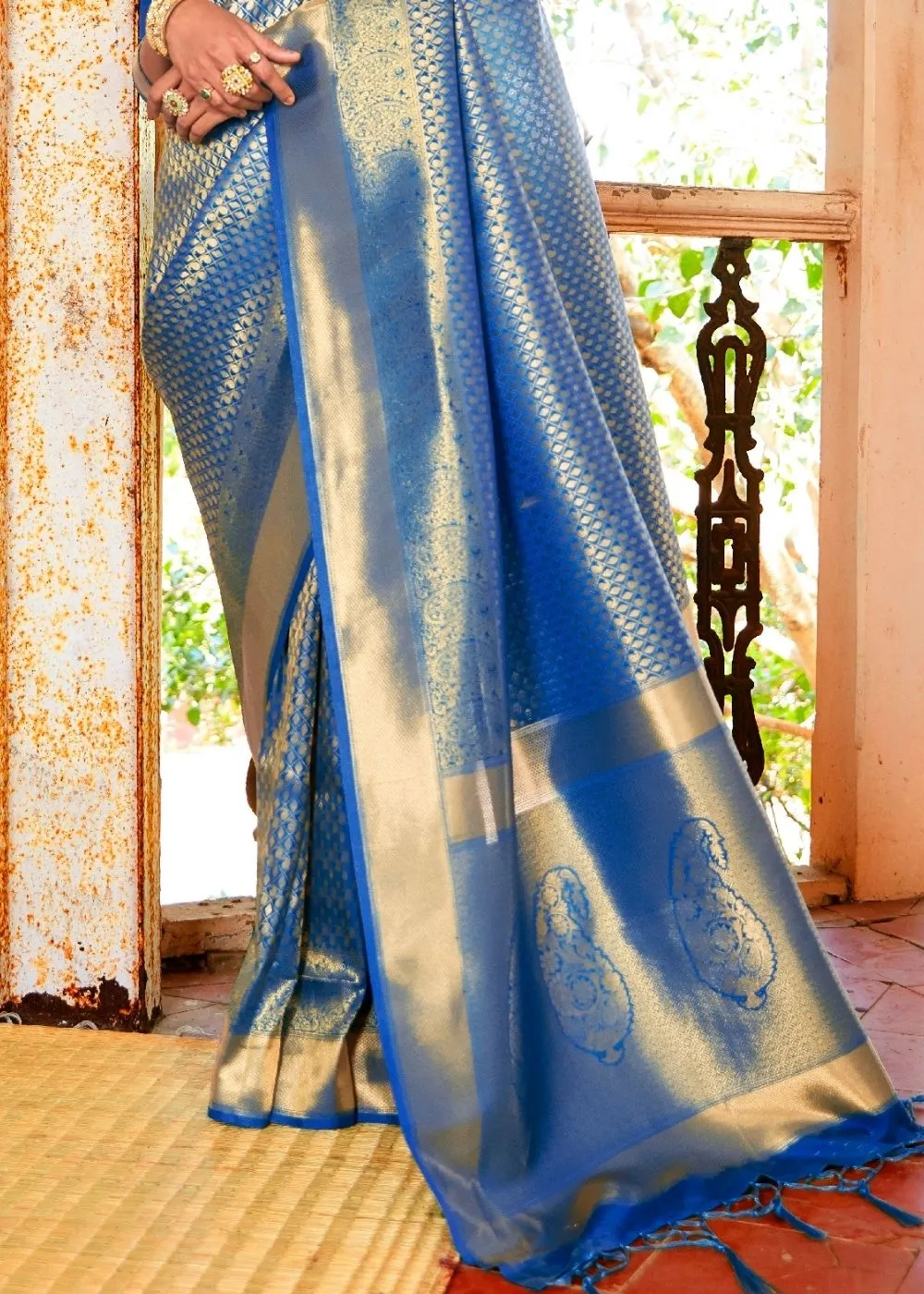 Sapphire Blue Woven Kanjivaram Saree:Limited Edition