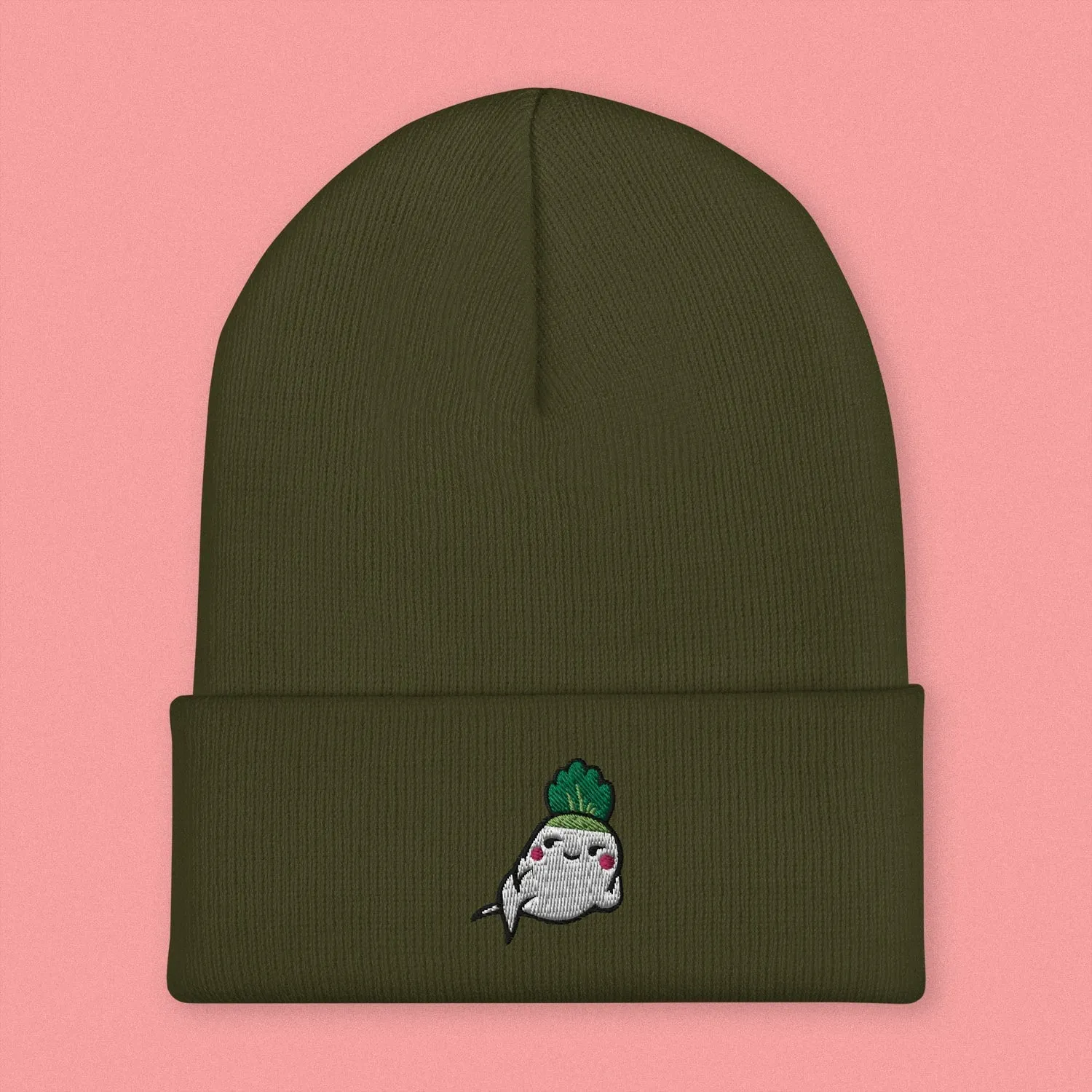 Seductive Daikon Radish Embroidered Beanie