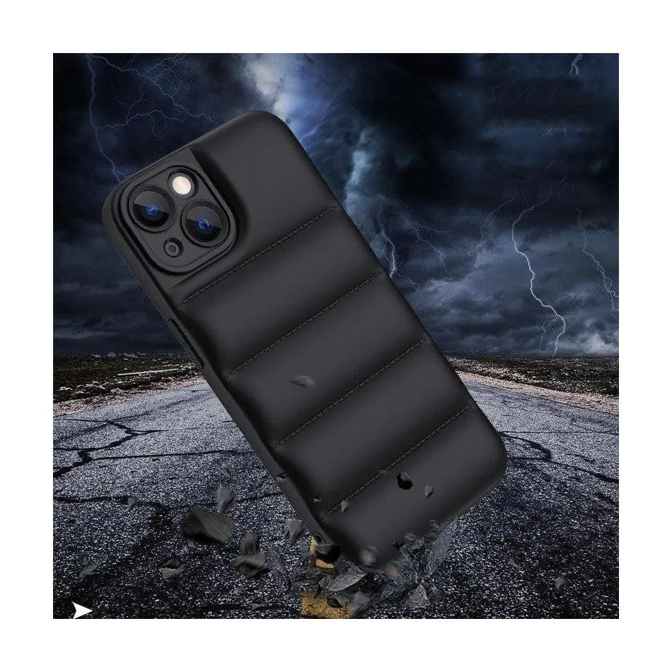 Soft Puffer Jacket Style Mobile Phone Case for iPhone 12 Pro- Black