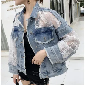 Spring Fling Lace Denim Coat