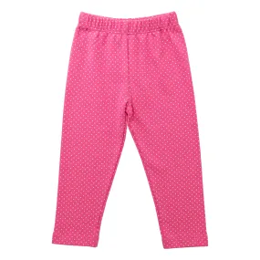 Straight Leggings- Dark Pink Bitty Dot