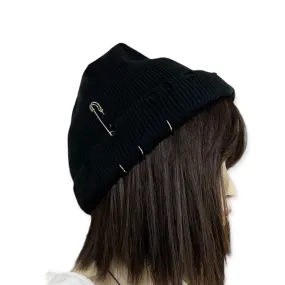 Street Chic Black Distressed Ribbed Beanies