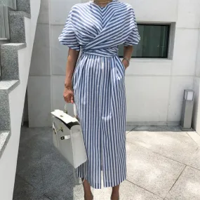 Striped Elegance Midi Dress - Culture Heaven Special