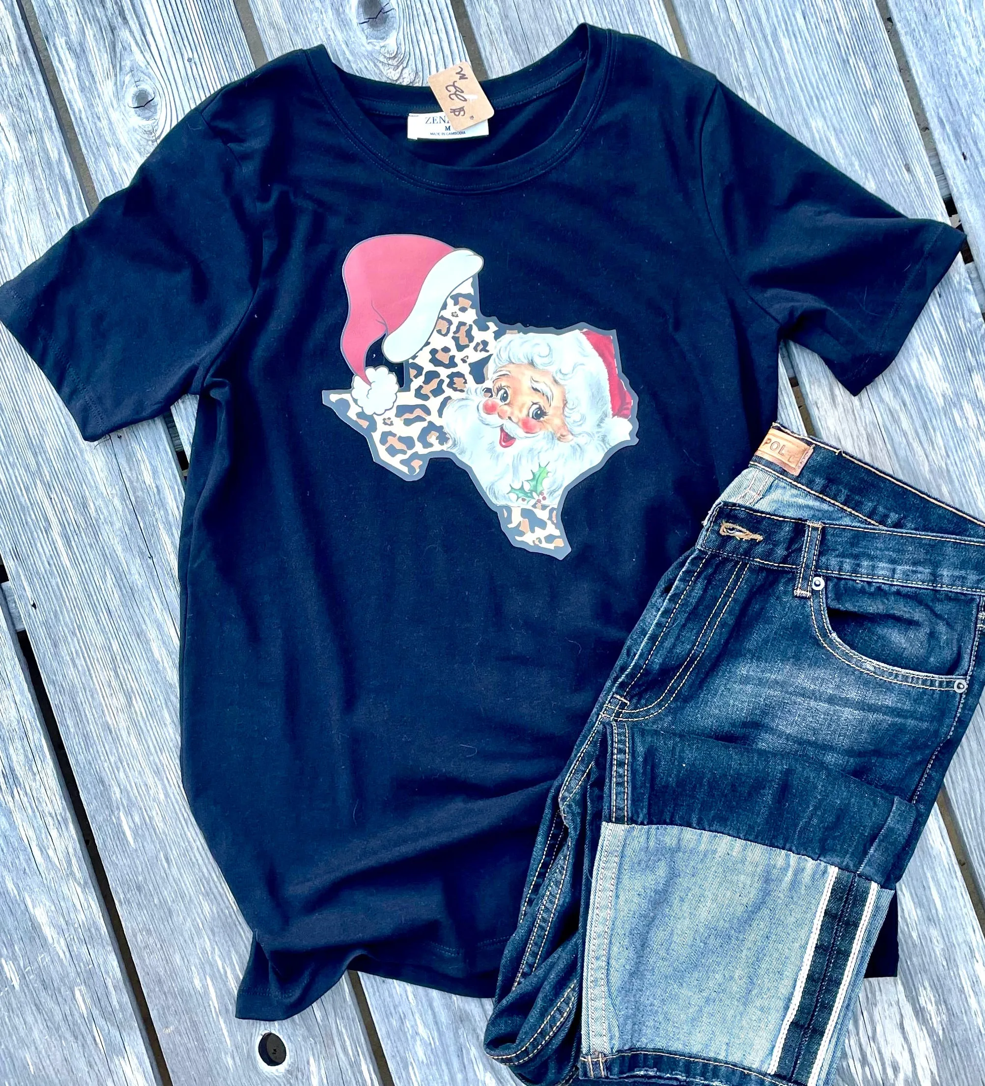 Texas Santa Christmas Tee