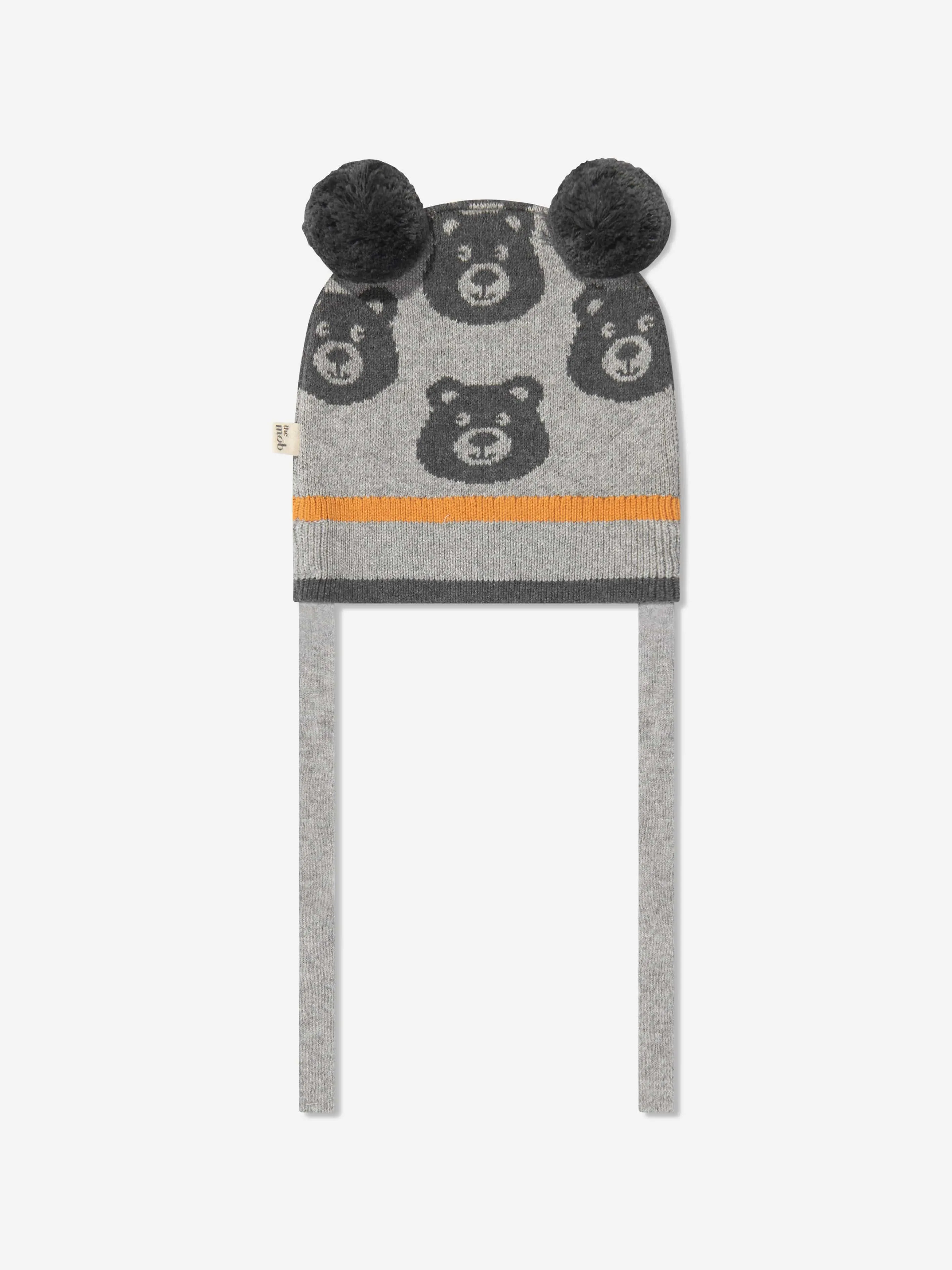 The Bonnie Mob Kid Bears Cashmere Knit Hat in Grey