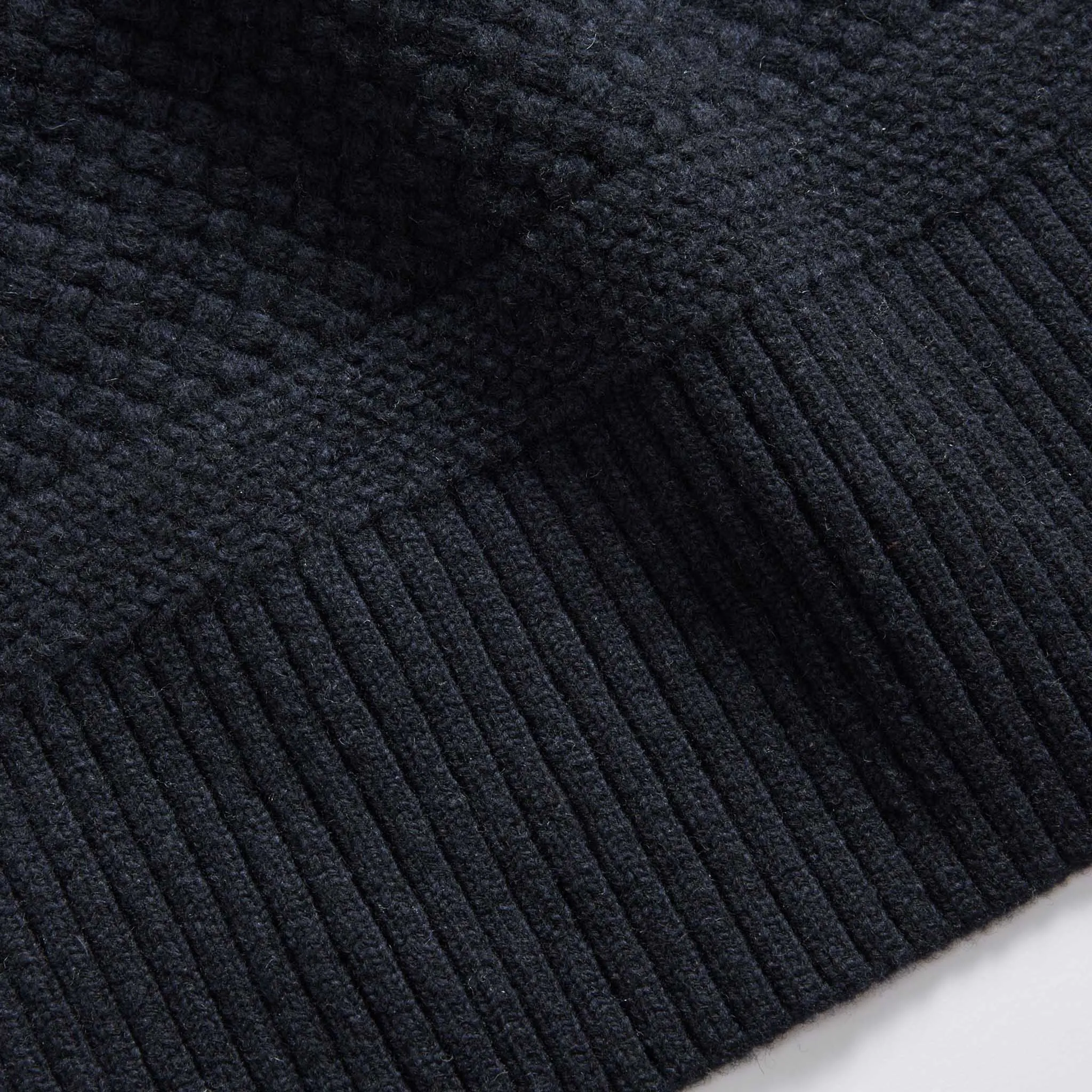 The Textured Knit Scarf in Heather Navy Merino