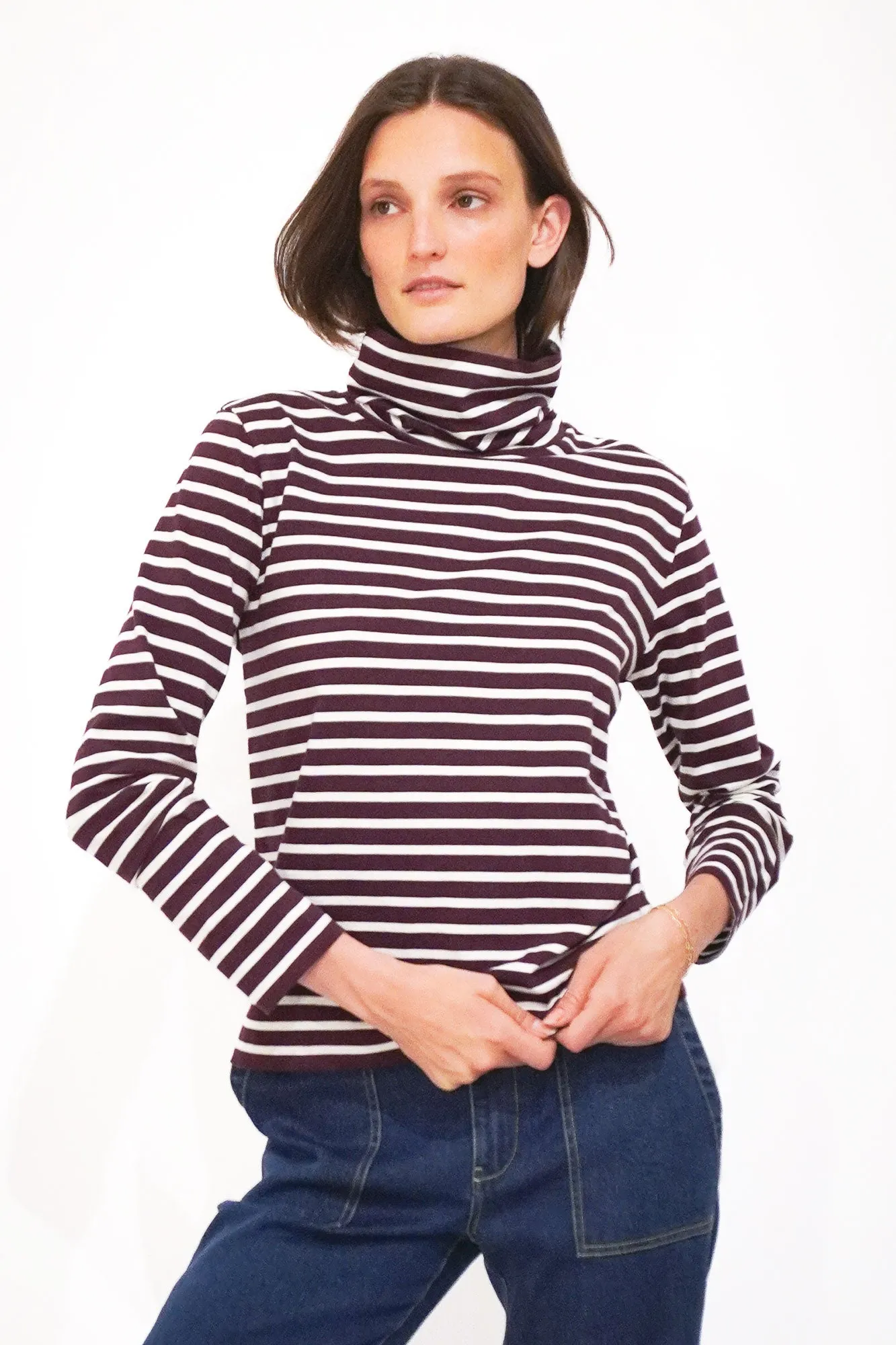 The Turtleneck - Merlot/Cream