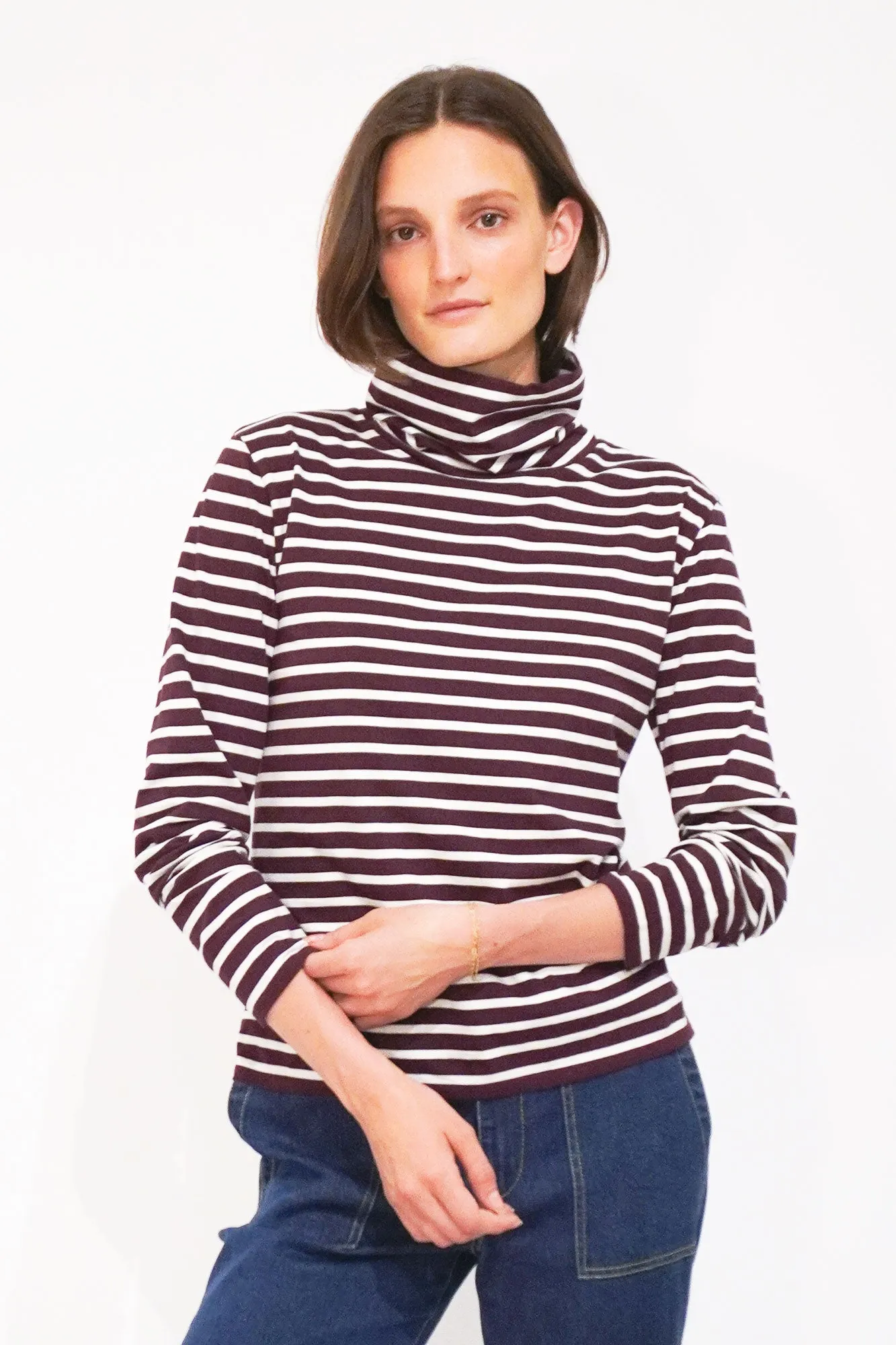 The Turtleneck - Merlot/Cream