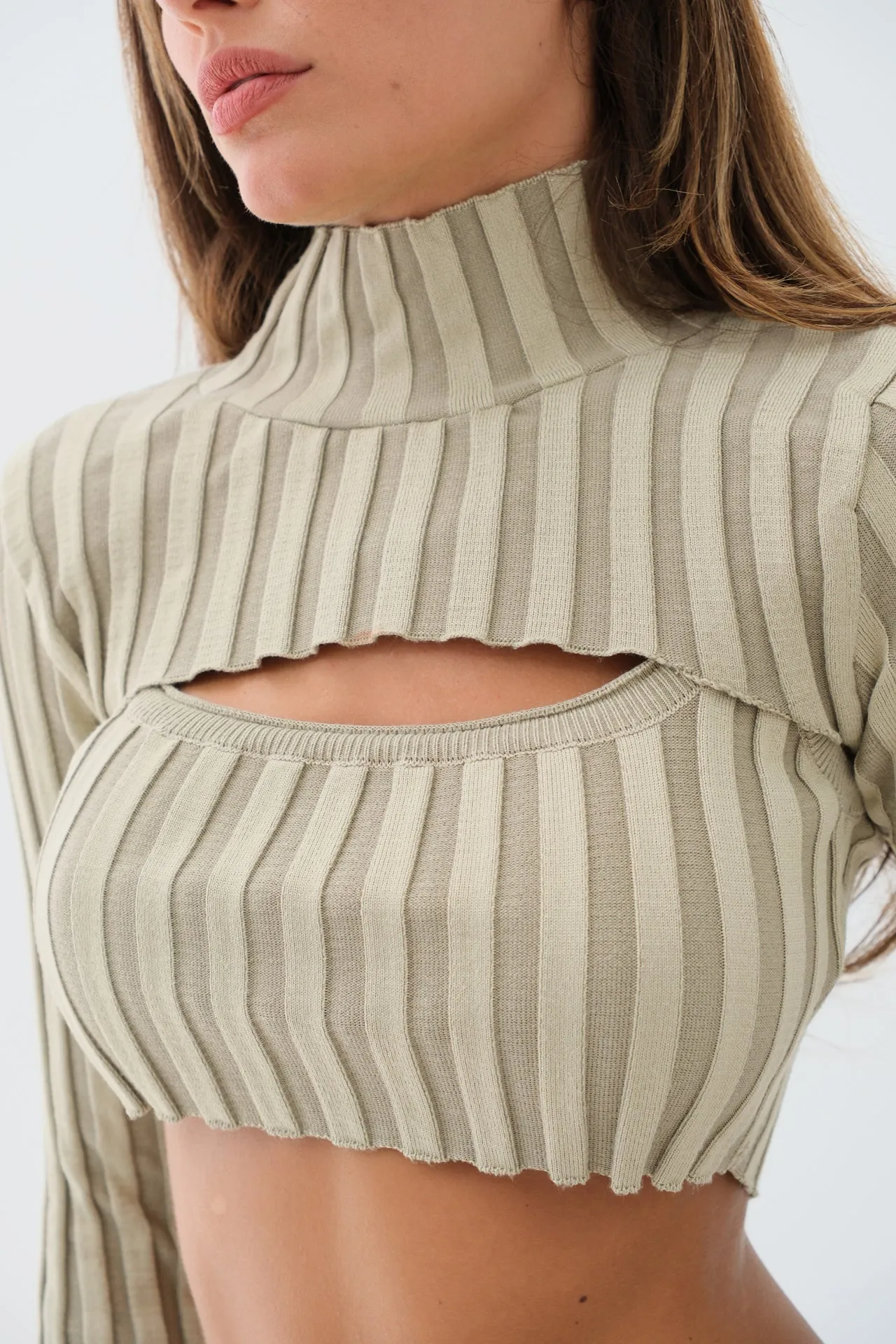 Turtleneck Knit Long Sleeve With Cut Out