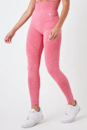 Twill Active Seamless Marl Laser cut Leggings - Pink