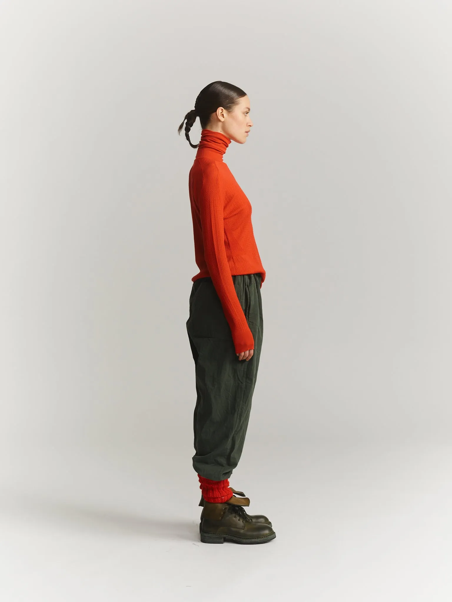 ULTRAFINE CABLE STITCH TURTLENECK - RED