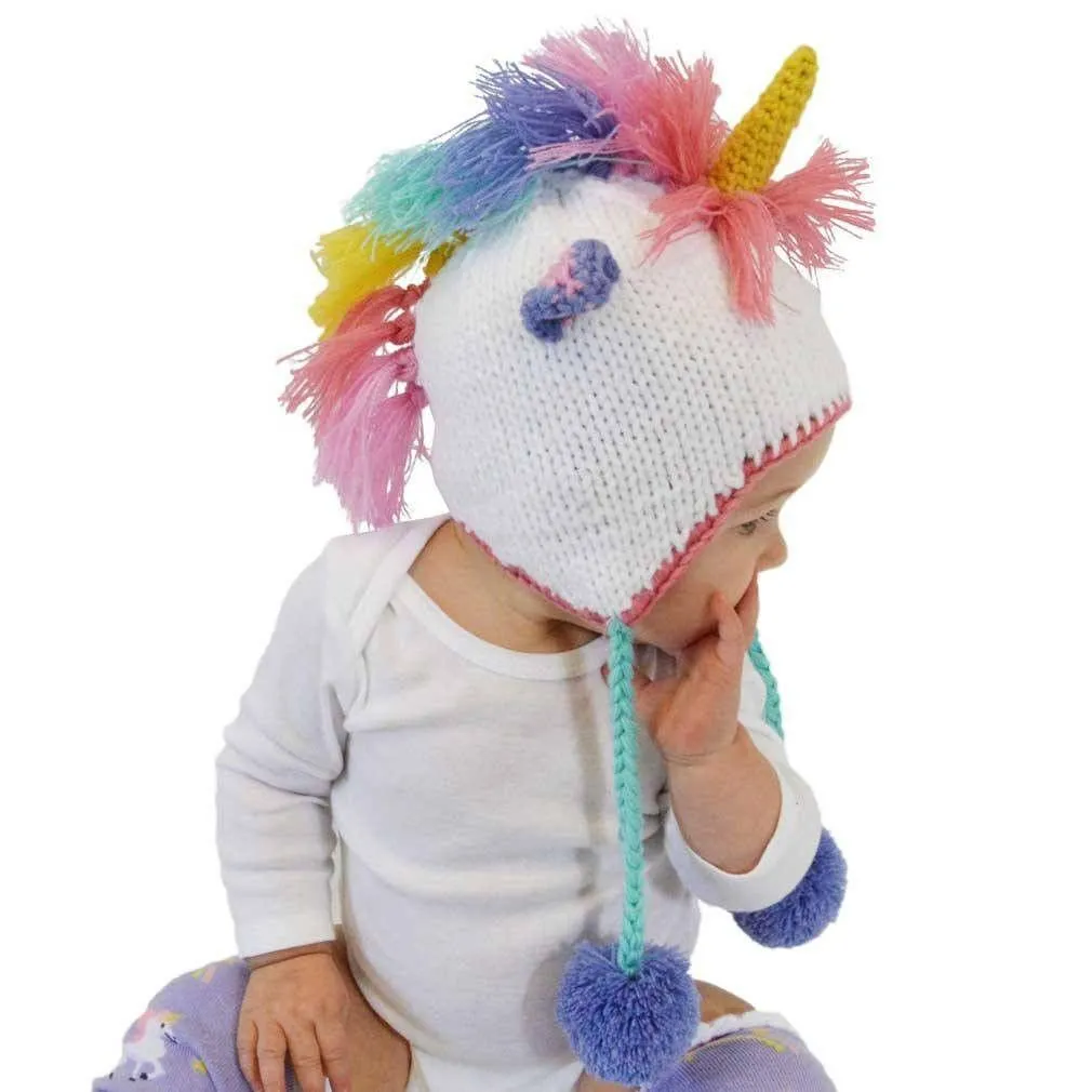 Unicorn Pastel Earflap Beanie Hat