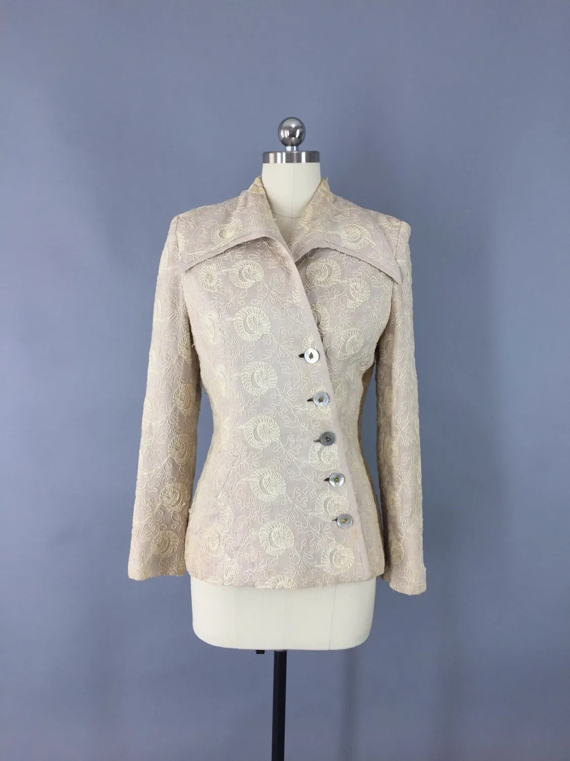 Vintage 1940s Jacket / Soutache Embroidery