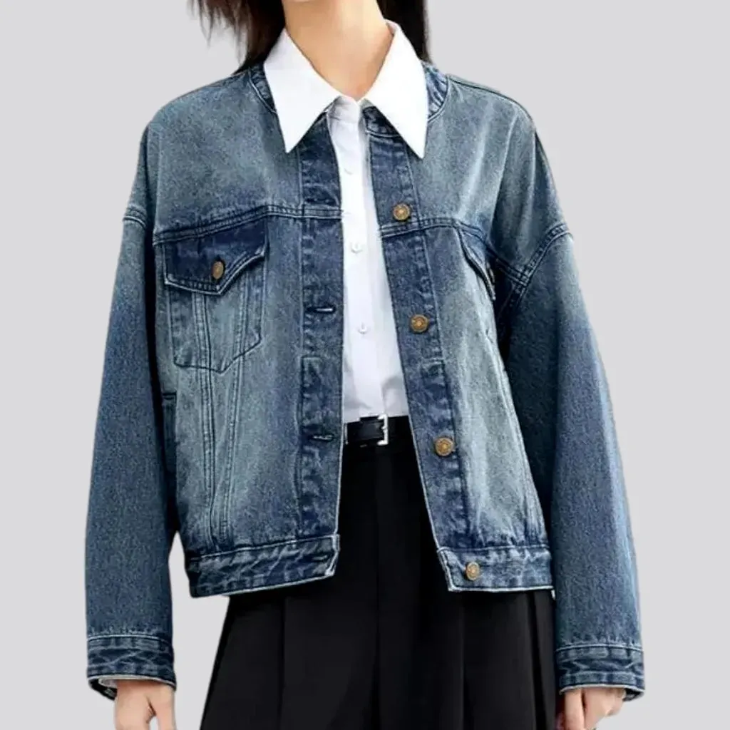 Vintage sanded denim jacket for ladies