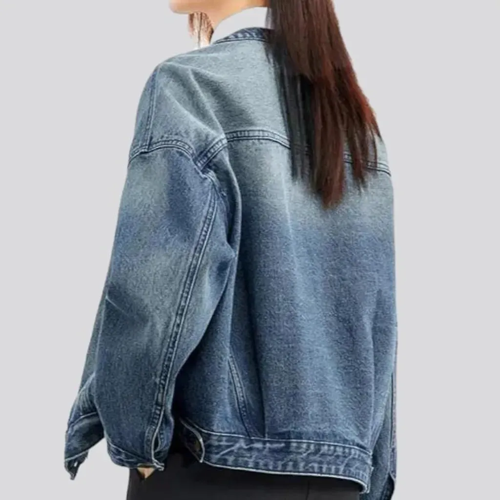 Vintage sanded denim jacket for ladies