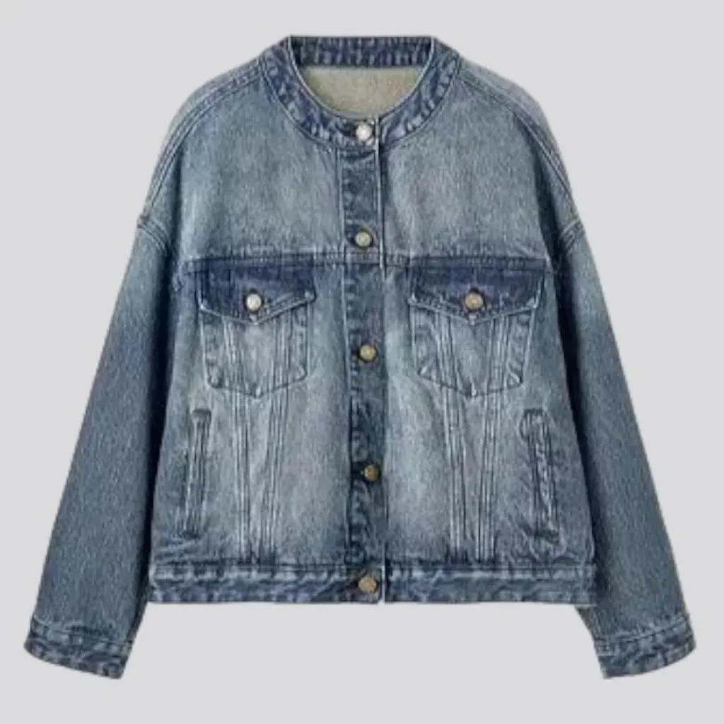 Vintage sanded denim jacket for ladies