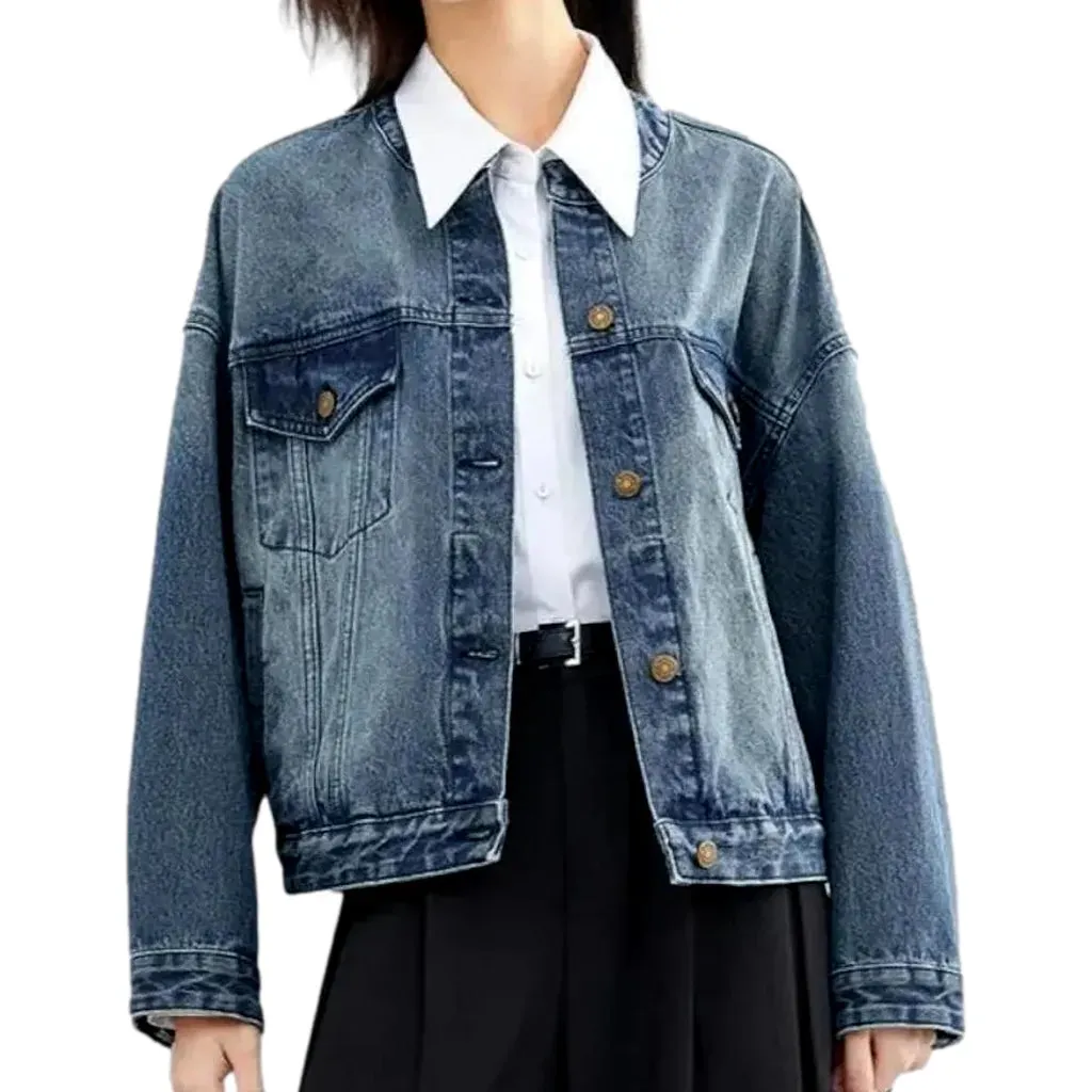 Vintage sanded denim jacket for ladies