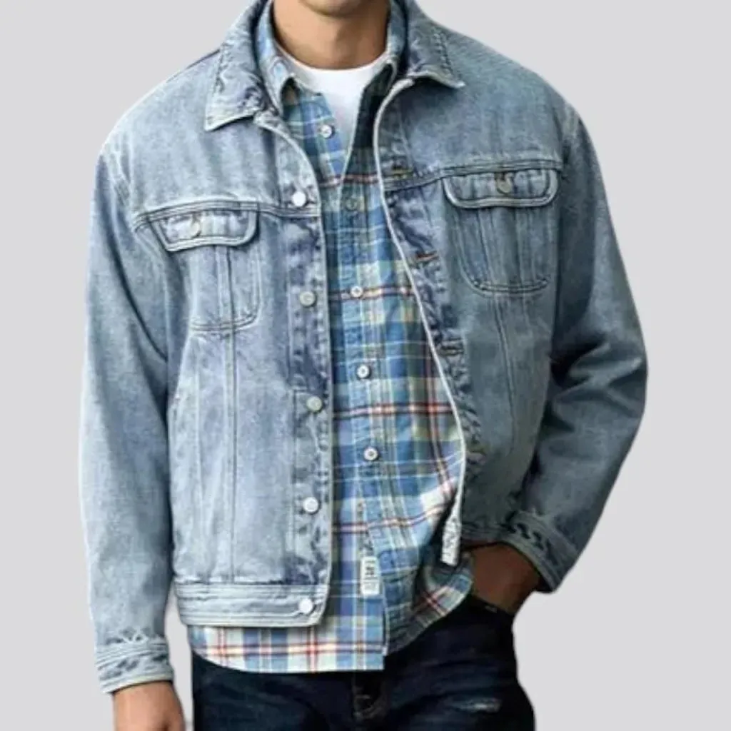 Vintage stonewashed jean jacket for men