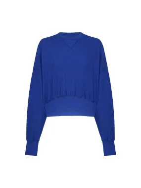 WAFFLE BATWING SWEAT - COBALT