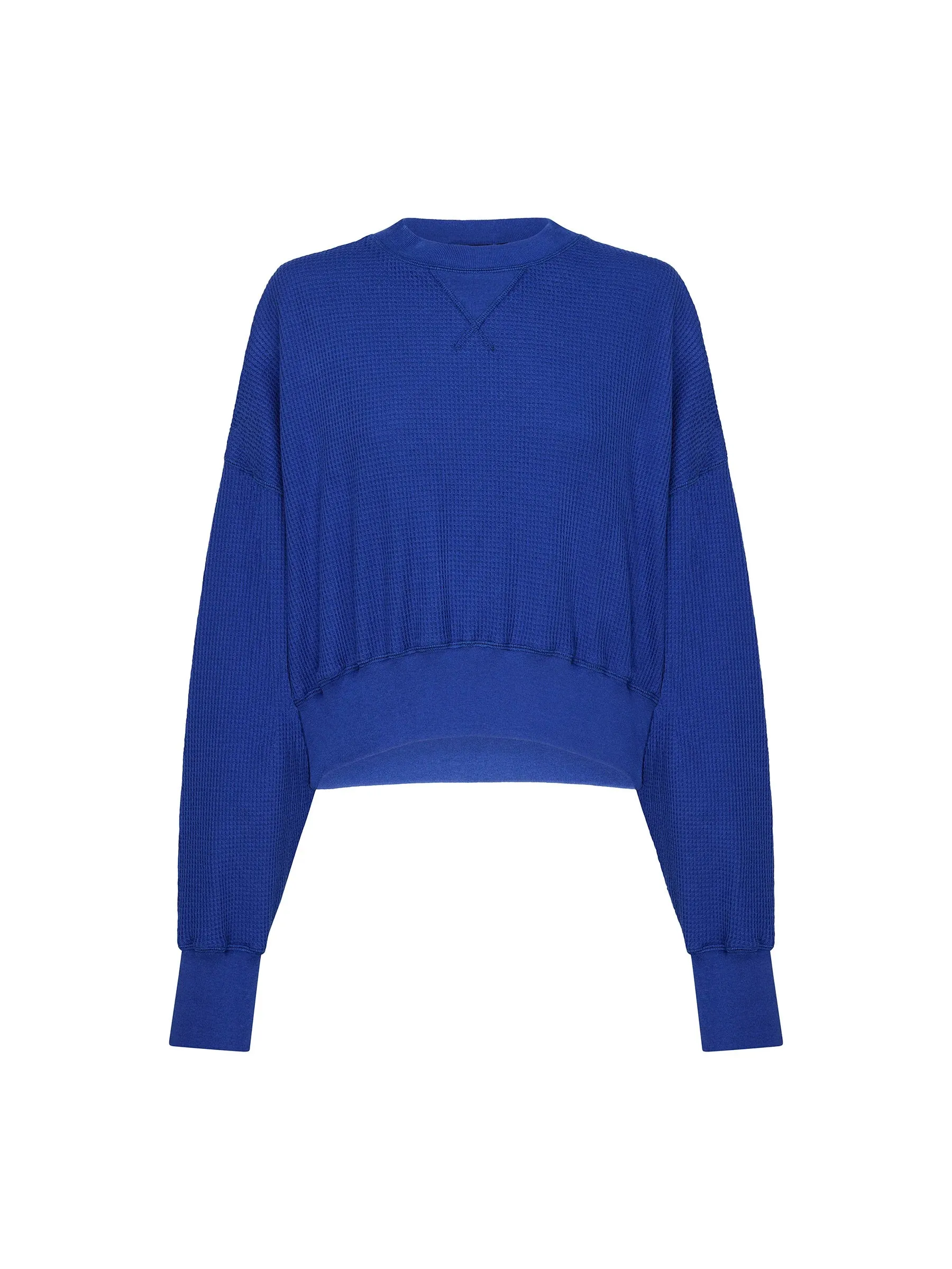 WAFFLE BATWING SWEAT - COBALT