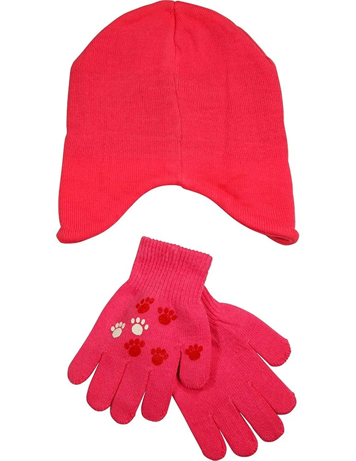 Winter Warm-Up - Little Girls' Cat Hat and Glove Set Fits Size 4-7