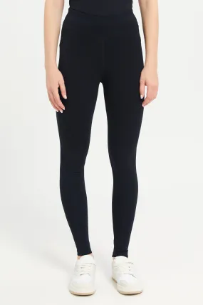 Women Black Active Leggings