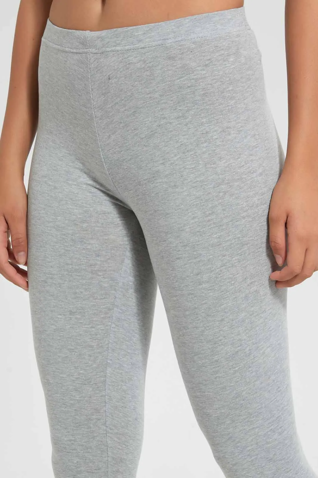 Women-Grey Mã©Lange Capri And Long-Length Leggings (Pack Of 2)