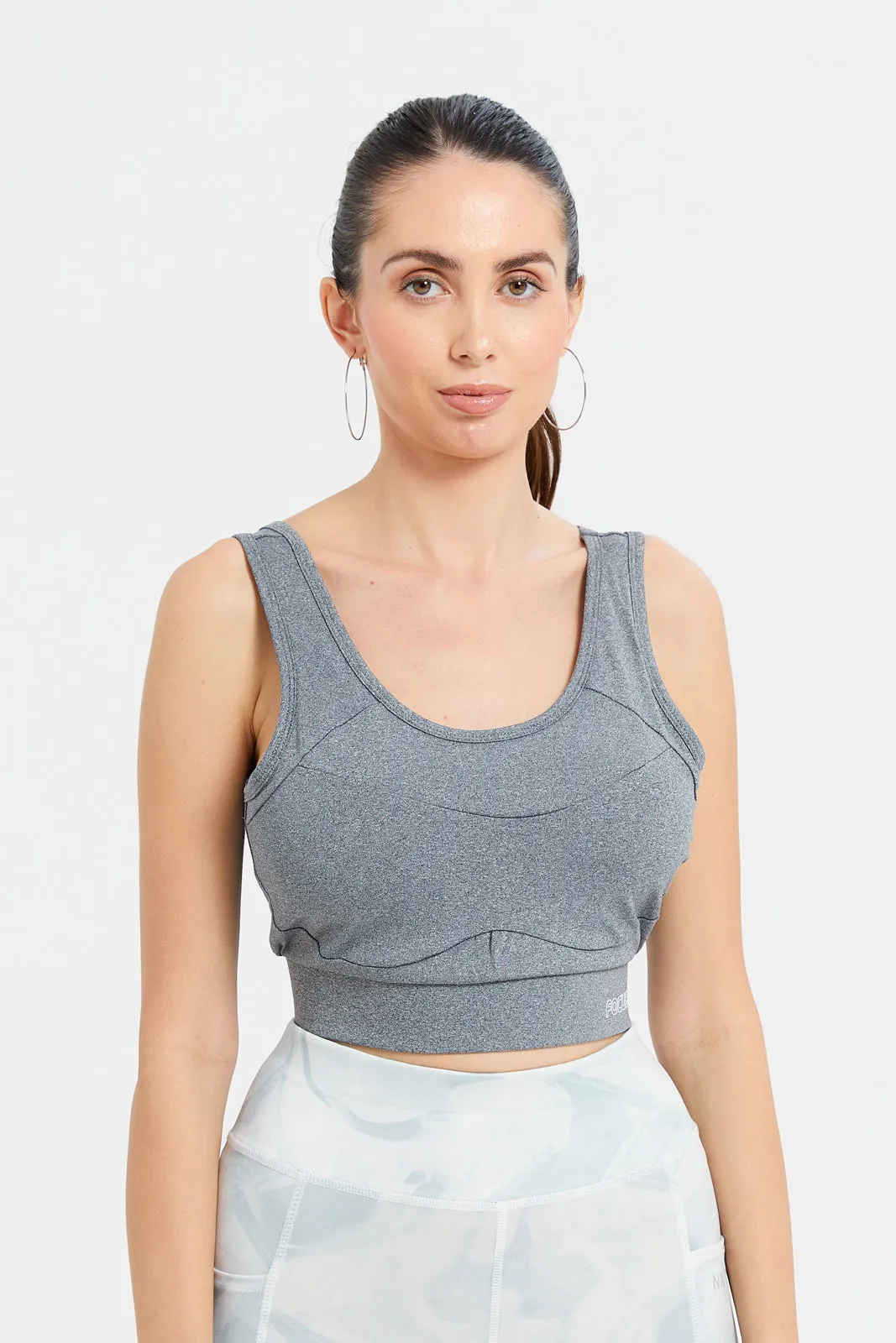 Women Grey Padded Sports Bra