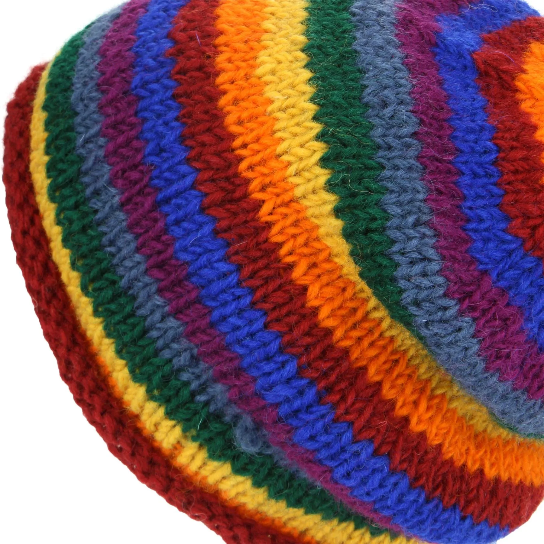 Wool Knit Baggy Beanie Hat - Rainbow