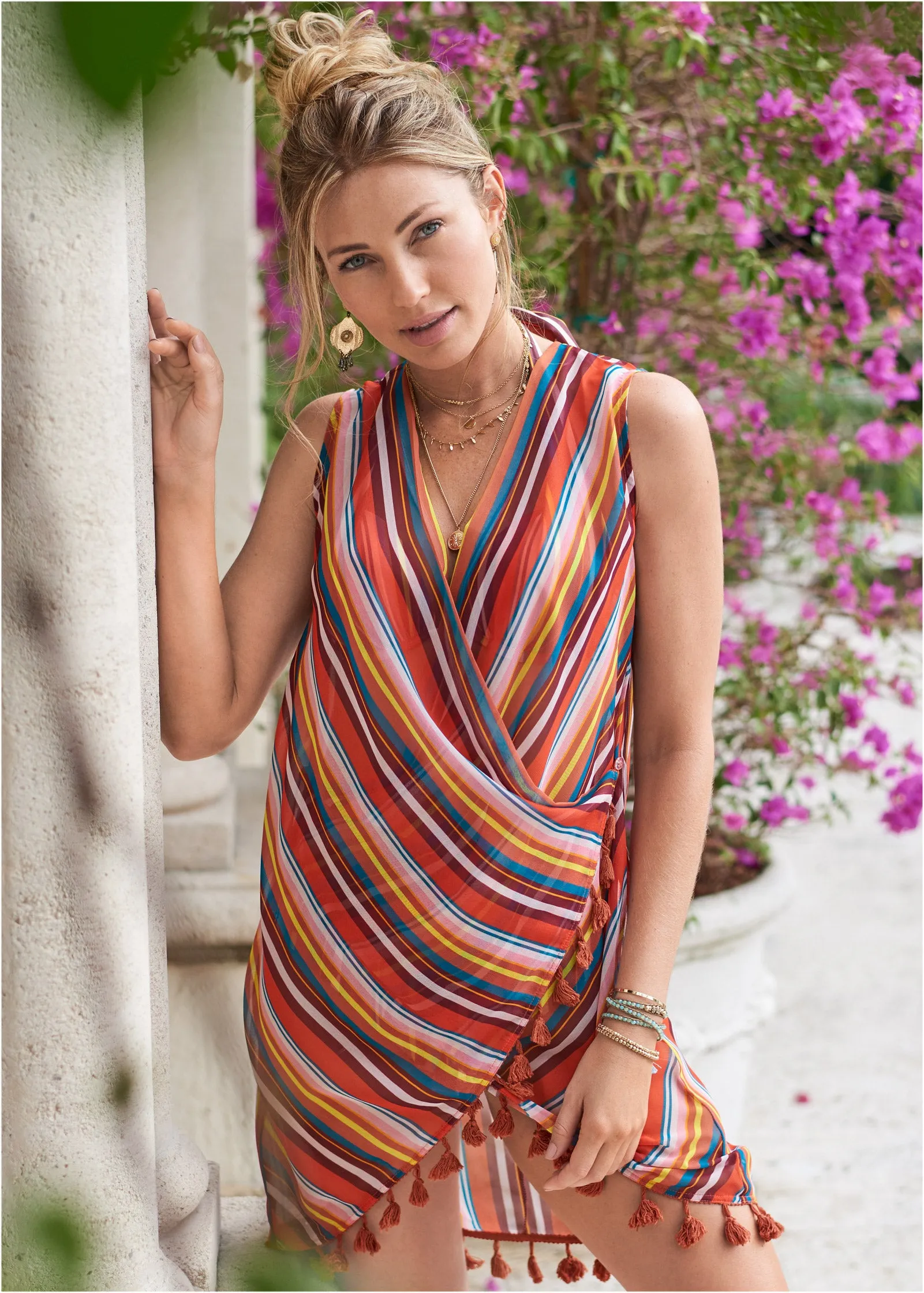 Wrap Kimono Cover-Up - Rory Stripe